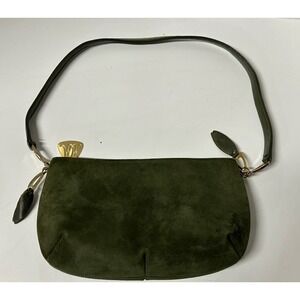 Vintage MORRIS MOSKOWITZ  Suede Green Handbag Purse Made In USA Rare Excellent